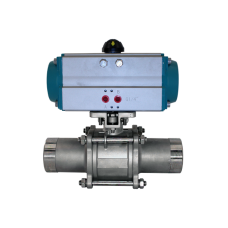 Кран шаровый приварной, AISI304 DN20 (3/4"), с двухсторонним пневмоприводом AT52D